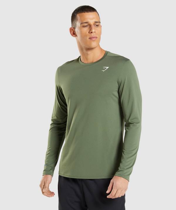 Panske Mikiny Gymshark Arrival Long Sleeve Olivovo Zelená | WY5134806